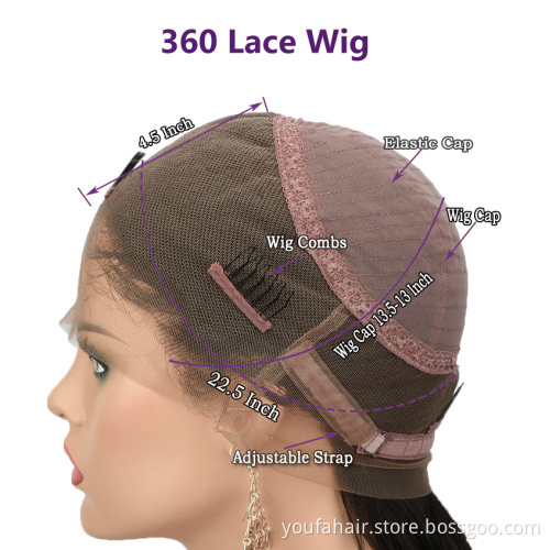 HD Transparent Swiss Lace Front Wig Brazilian 100% Virgin Human Hair 360 Lace Frontal Wig Straight Glueless Full Lace Wig Vendor